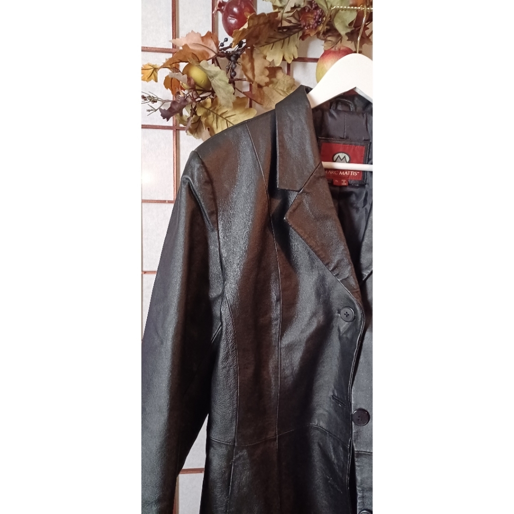 Marc Mattis Herringbone Button-Front Leather Jack… - image 3